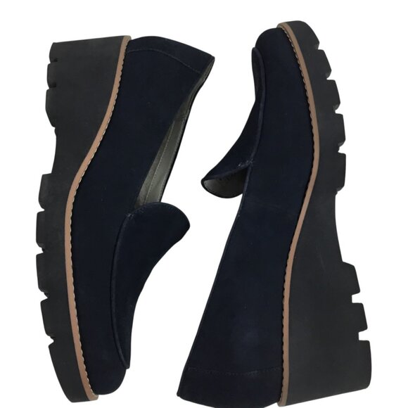 Vionic Ava Womens Navy Suede Wedge Loafers Size 10 - Picture 3 of 11